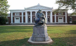 Homer statue in front of Old Cabell Hall at the University of Virginia